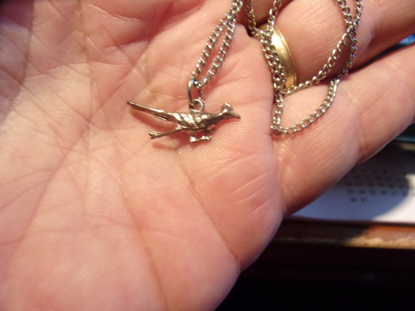Cute Ladies’ Sterling Silver Necklace-Road Runner Pendant – Very Good – $8 s/h