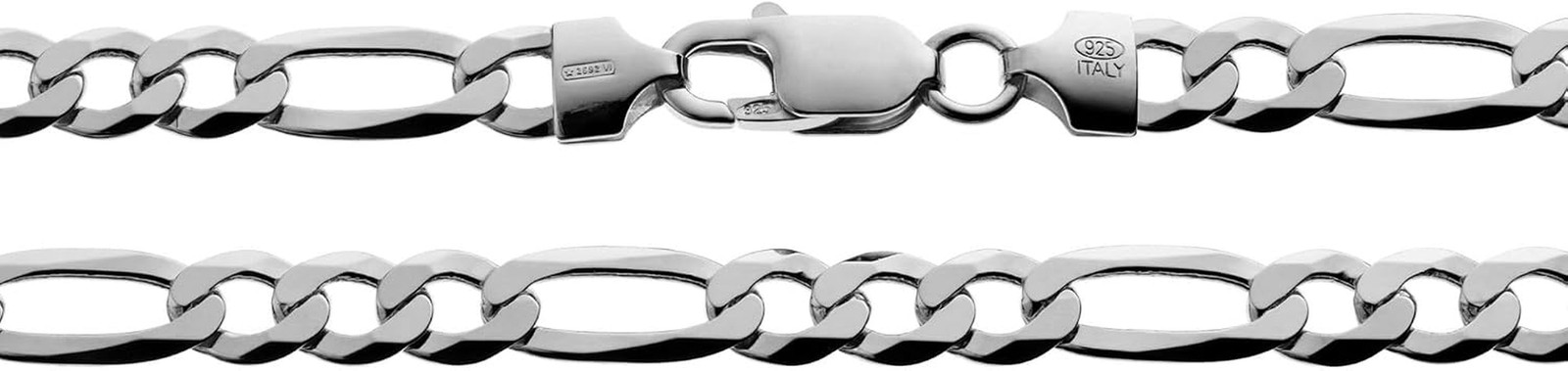 Figaro Sterling Silver Chain for Men – 7Mm Solid Italian Necklace, Diamond-Cut,