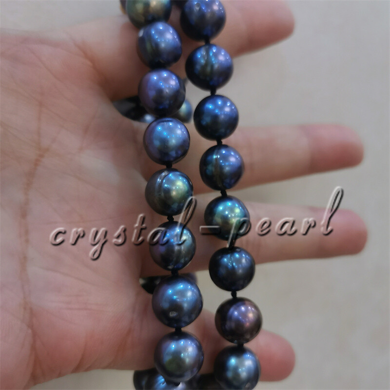 36″ 30 ” 22″20″ 18″ natural 9-10 mm AAA+ Tahitian black PEARL NECKLACE 14K GOLD