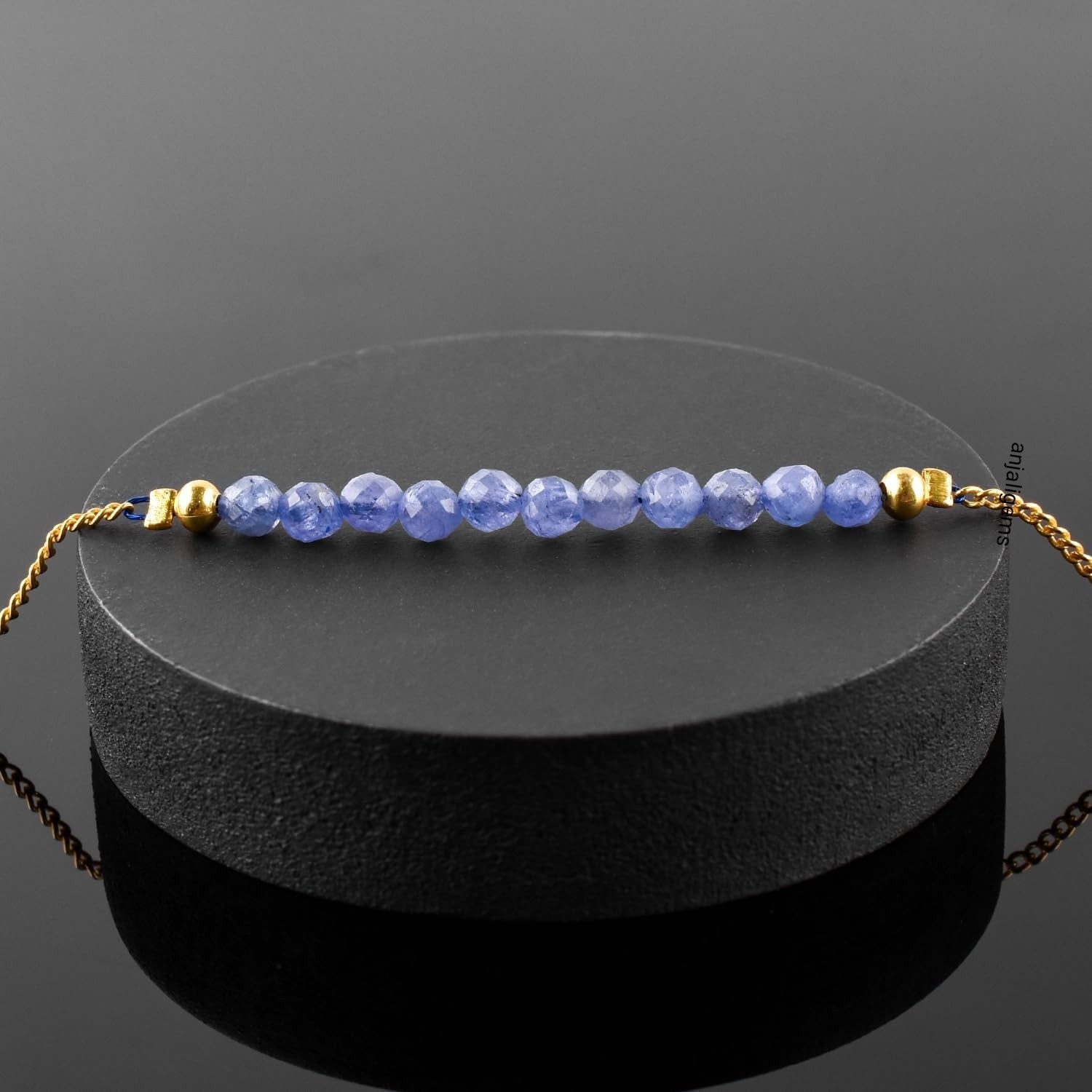 18K Yellow Gold Finished Over AA+ Tanzanite Beads Chain Necklace In 925 Silver A