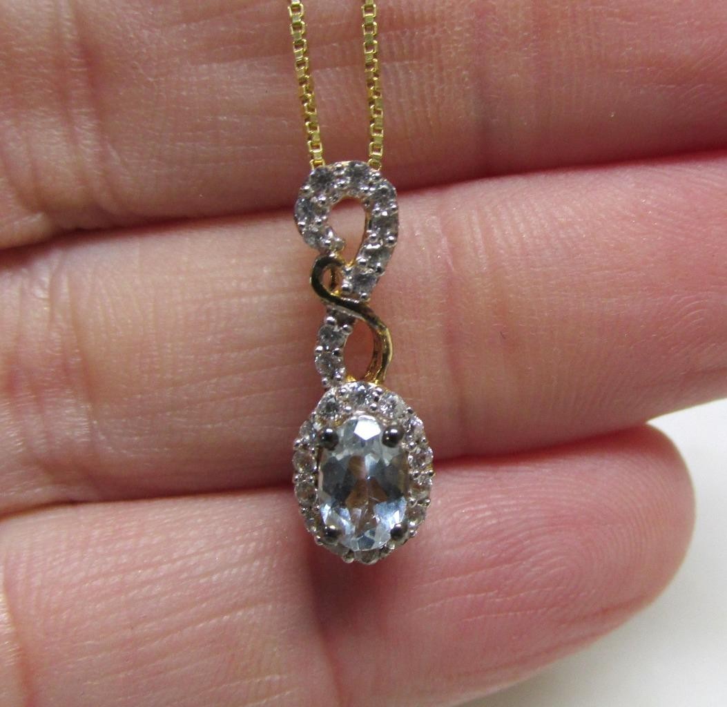 D’Joy Unknown Stones Sterling Silver Drop Pendant w/ Chain ~ 2.6grams ~ 3-K190