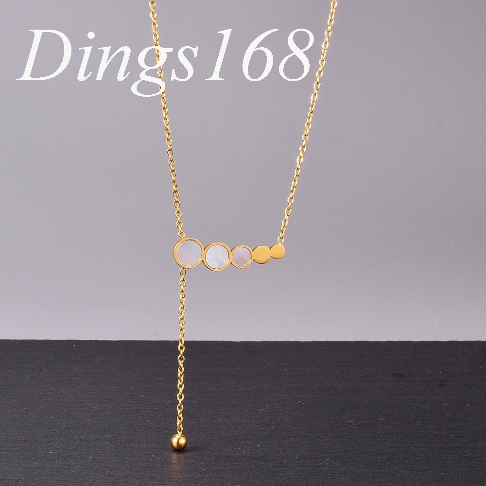 18K Yellow Gold Filled 0.3x1inch White Fritillaria Bean 1mm Rollo Chain Necklace