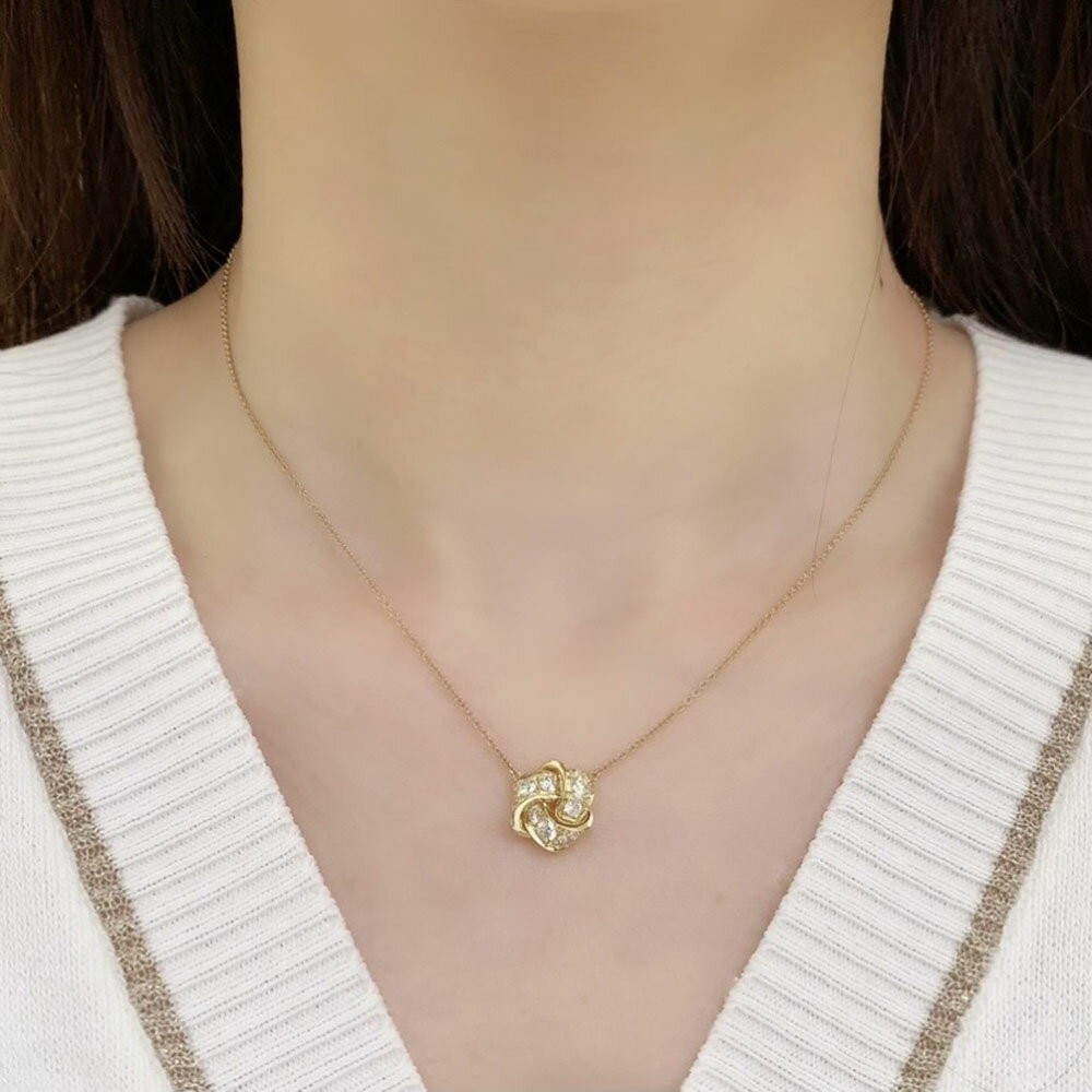 Tiffany & Co. Necklace Diamond Pendant K18 Yellow Gold Chain 40cm 16” Ladies