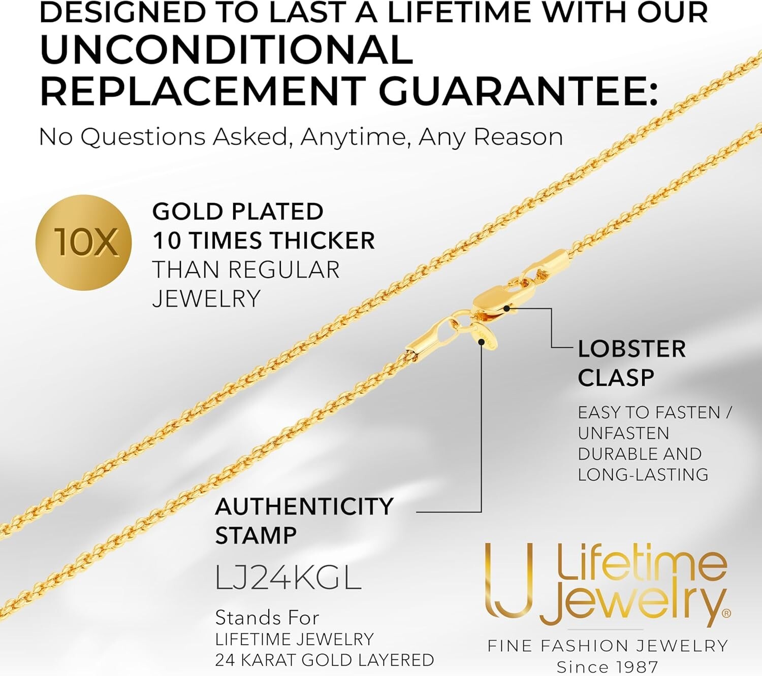 1mm 24k Gold Rope Chain Necklace – Luxurious & Durable Jewelry for All Occasions