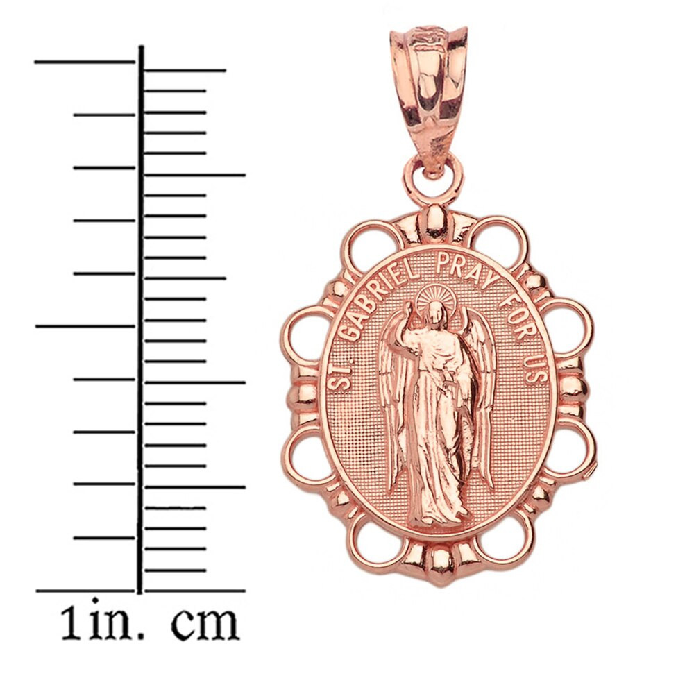 Solid Gold Saint Gabriel Pendant Necklace (Available in Yellow/Rose/White Gold)