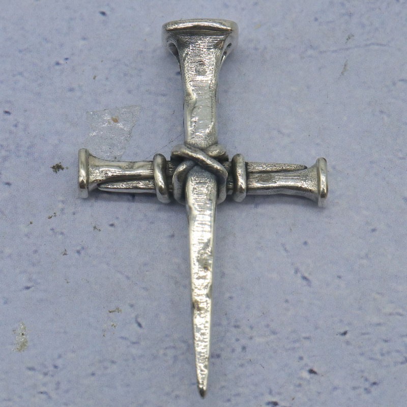 9.5g Cross Of Nails Christianity Pendant Real 925 SOLID STERLING SILVER Pendant