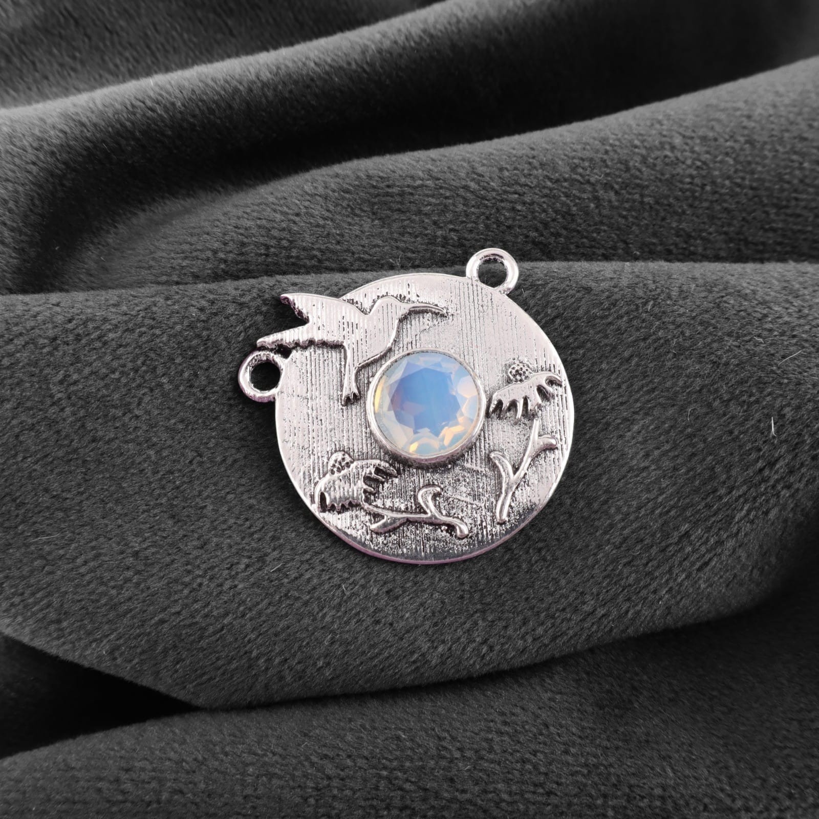 Natural Opal Round Pendant 925 Silver Shiny Birthday Party Sister