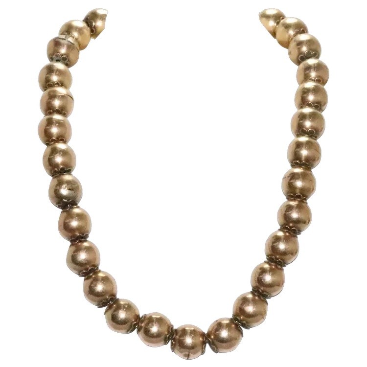 Vintage 14 KT Yellow Gold Ball Designed Choker Necklace