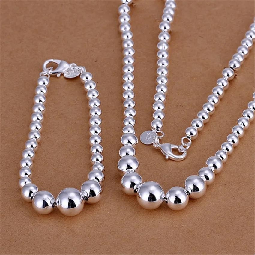 High quality silver Buddha beads Bracelets necklace Jewelry set for Women man Fa