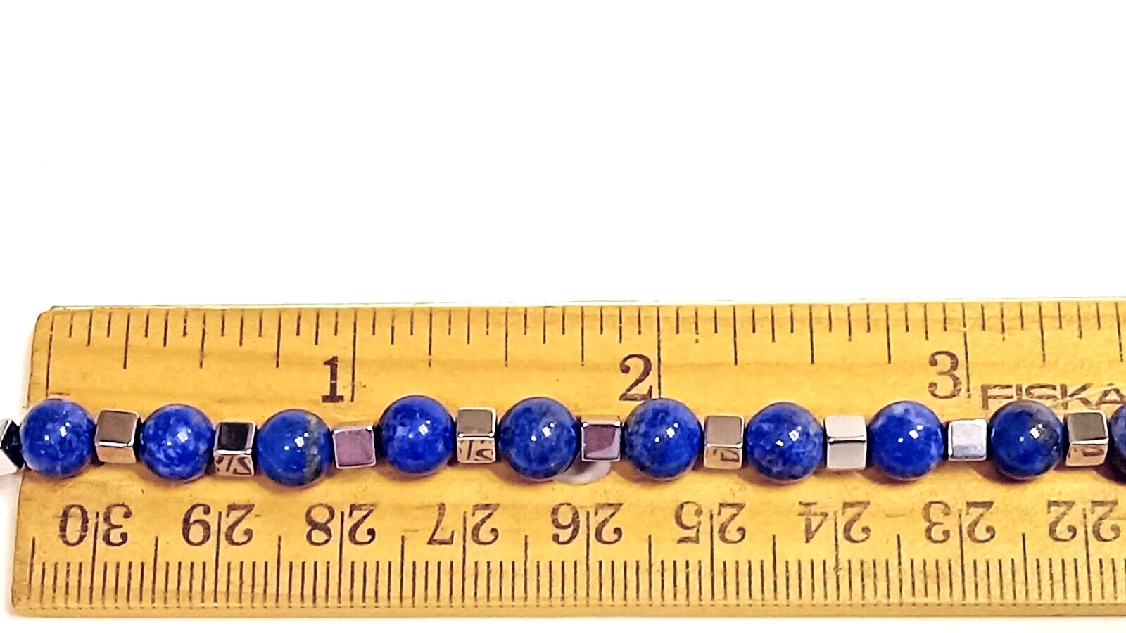 9″ MEN’S LAPIS BRACELET. Large Easy-to-Use Sterling Silver Lobster Claw Clasp.