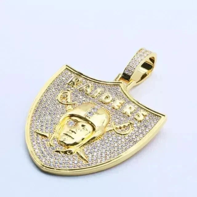 1.5 Ct Round Cut Real Moissanite Men’s Raiders Pendant 14k Yellow Gold Finish