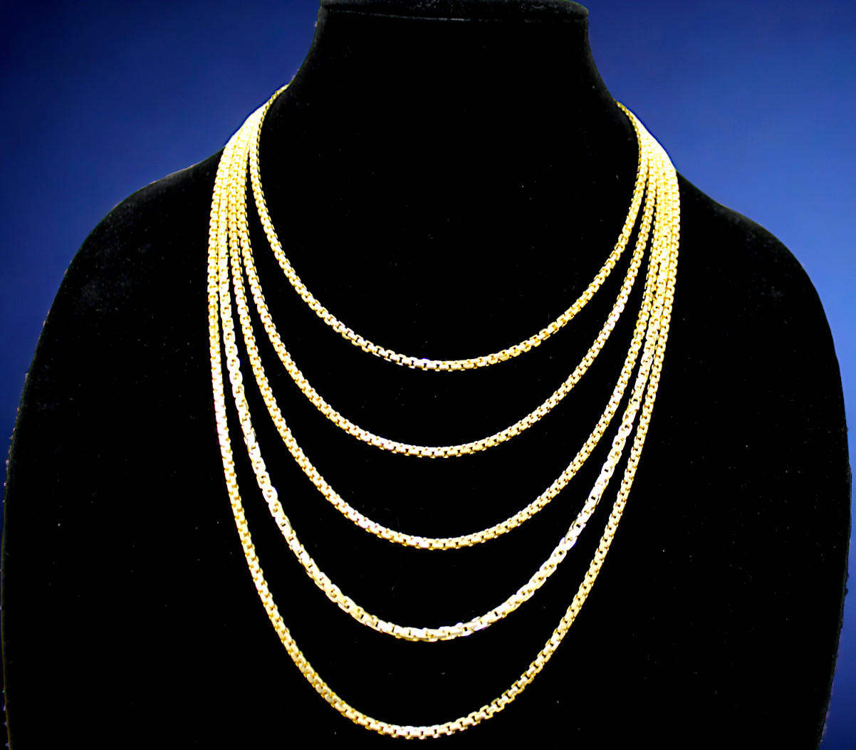 10K Yellow Gold Venetian Round Box Necklace Bracelet Chain Real 1mm-3mm 7″-30″