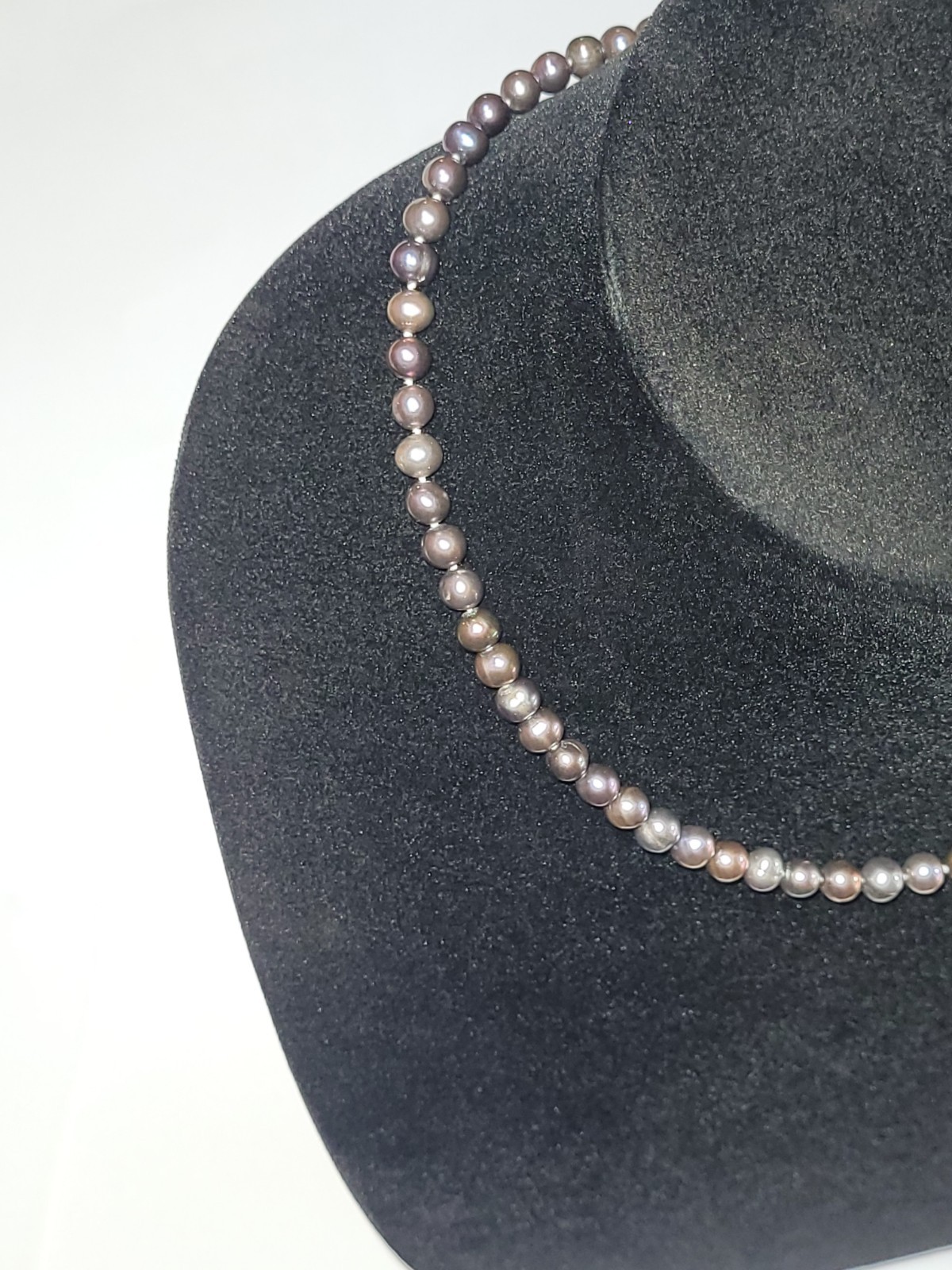 Black Freshwater Pearl Necklace 16″ 925 Silver Filigree Clasp Fine Fashion
