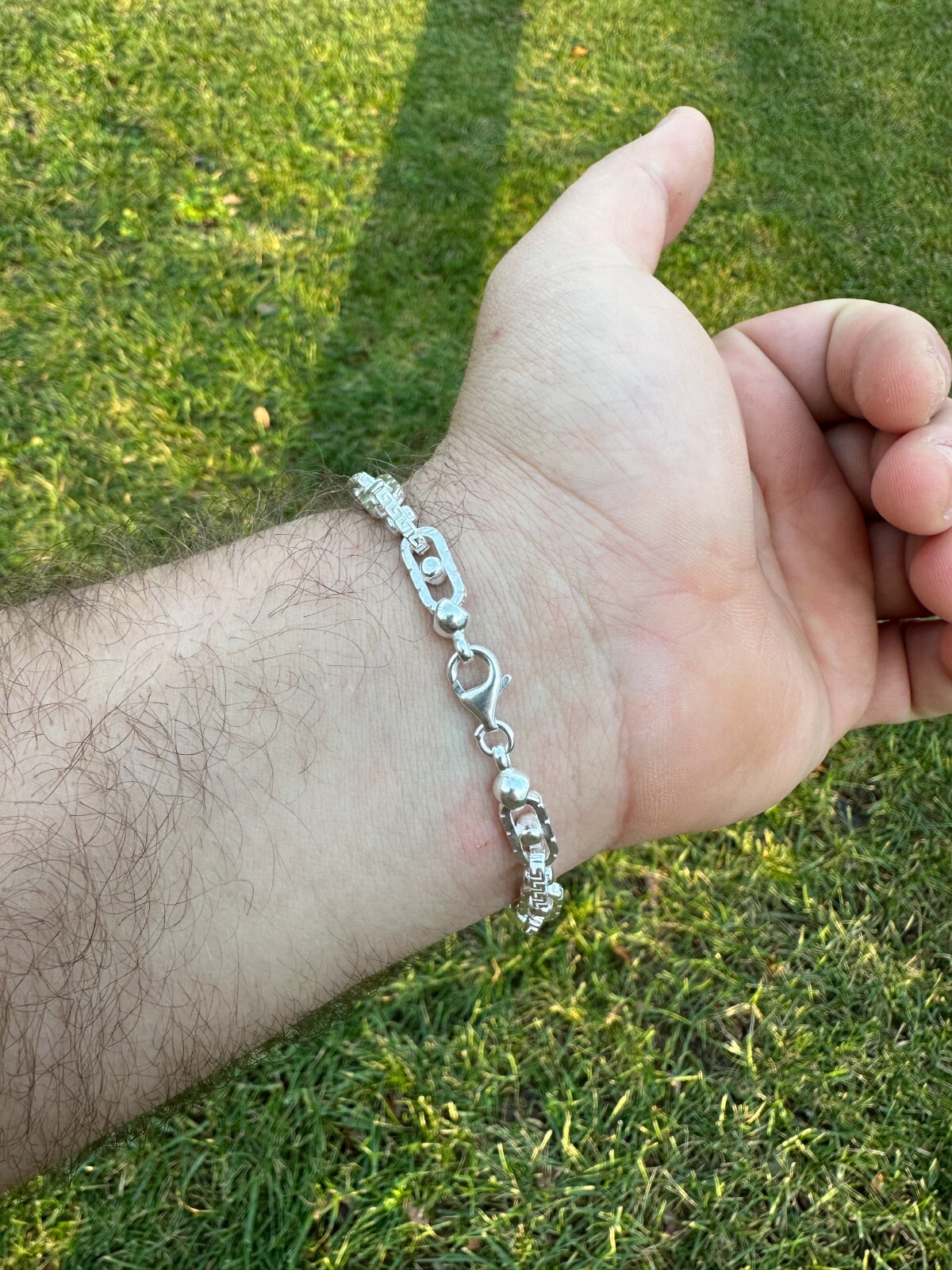 925 Sterling Silver Custom Greek Key Hermes Rolo Link Chain Necklace Bracelet