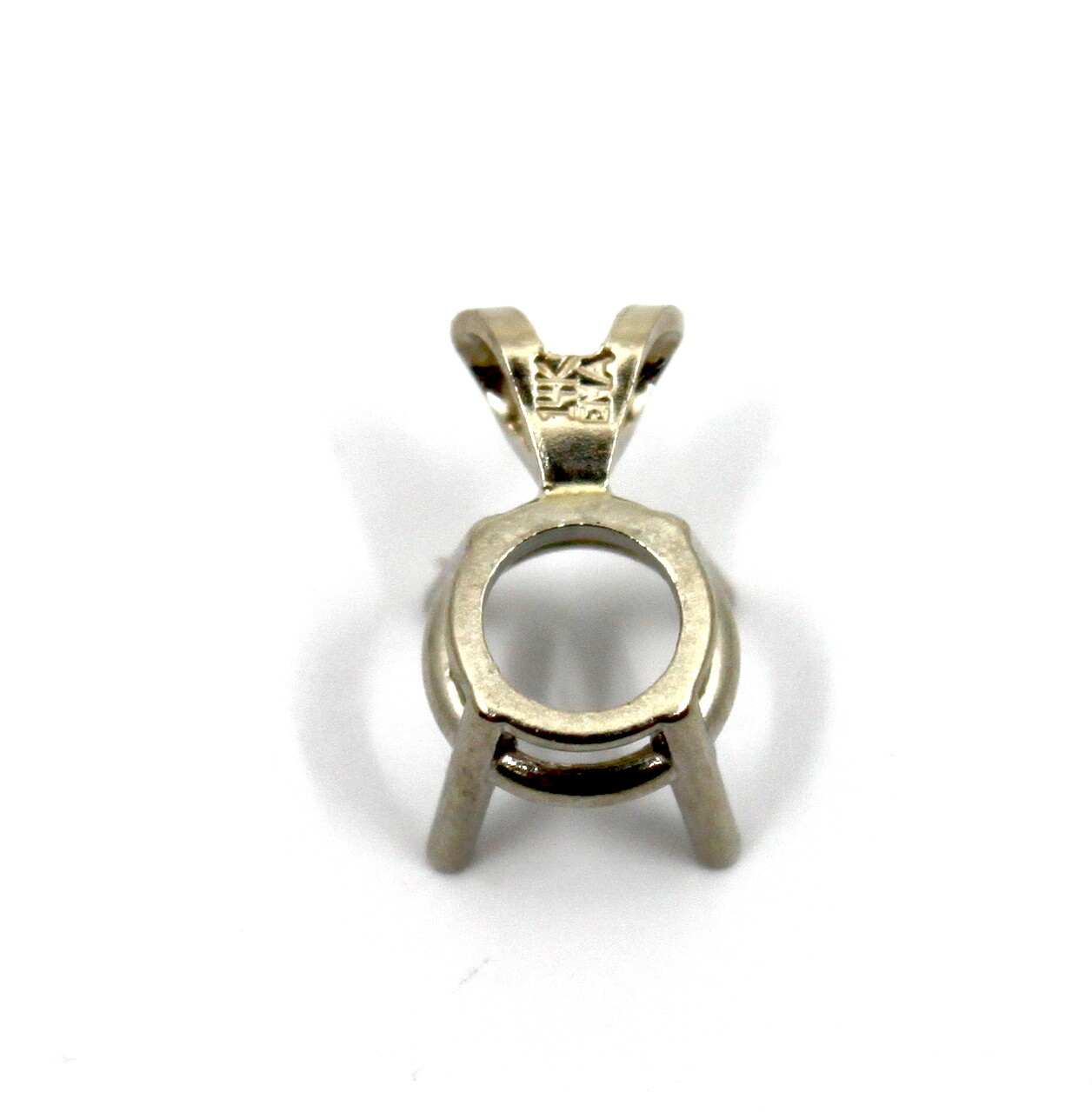 14K White Gold 4 Prong Round Solitaire Pendant Basket Setting Semi Mount