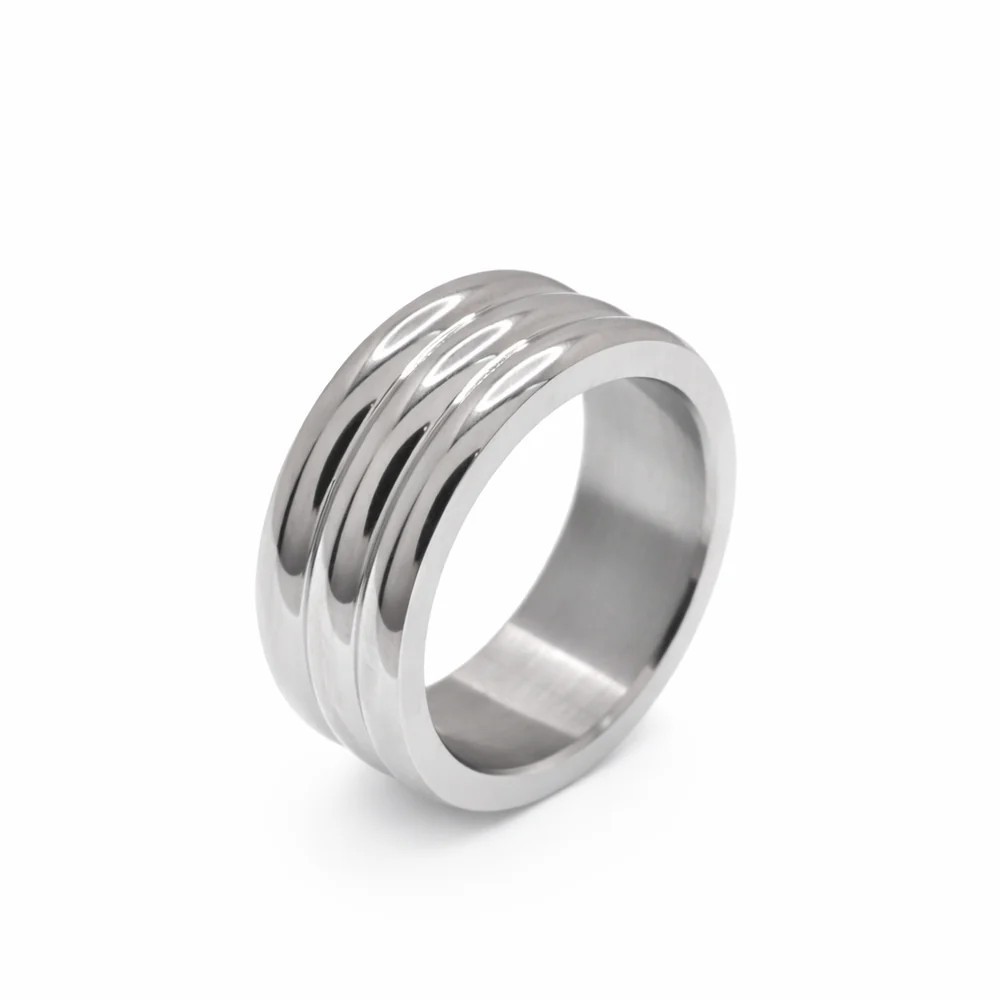 Stainless Steel Rhodium Plated Plain Multi Band Ring 5-12
