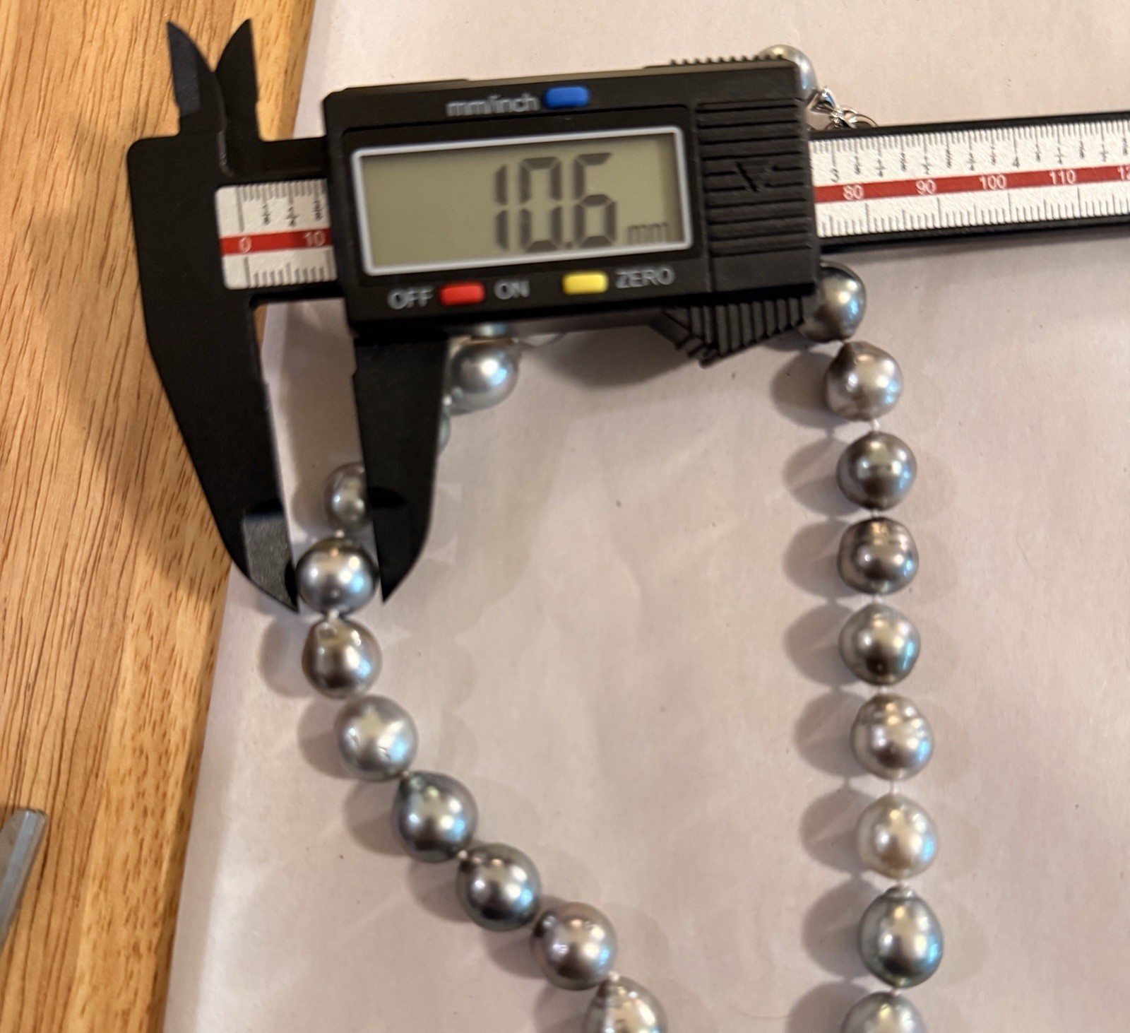 Large Tahitian Pearl Necklace 10.6-11.2mm 18″ Silver Seawater Pearls NEW