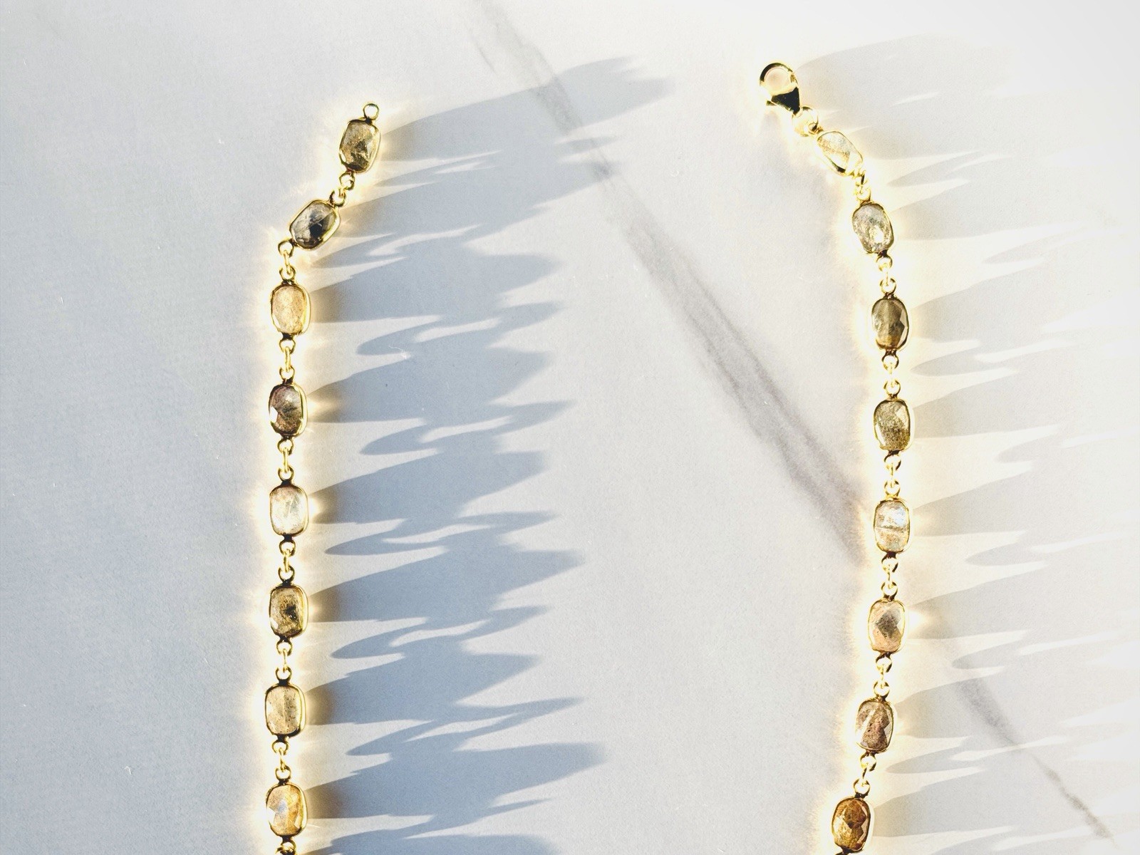 Genuine Moonstone Necklace 19.25” Yellow Gold Plated Sterling Silver Chain