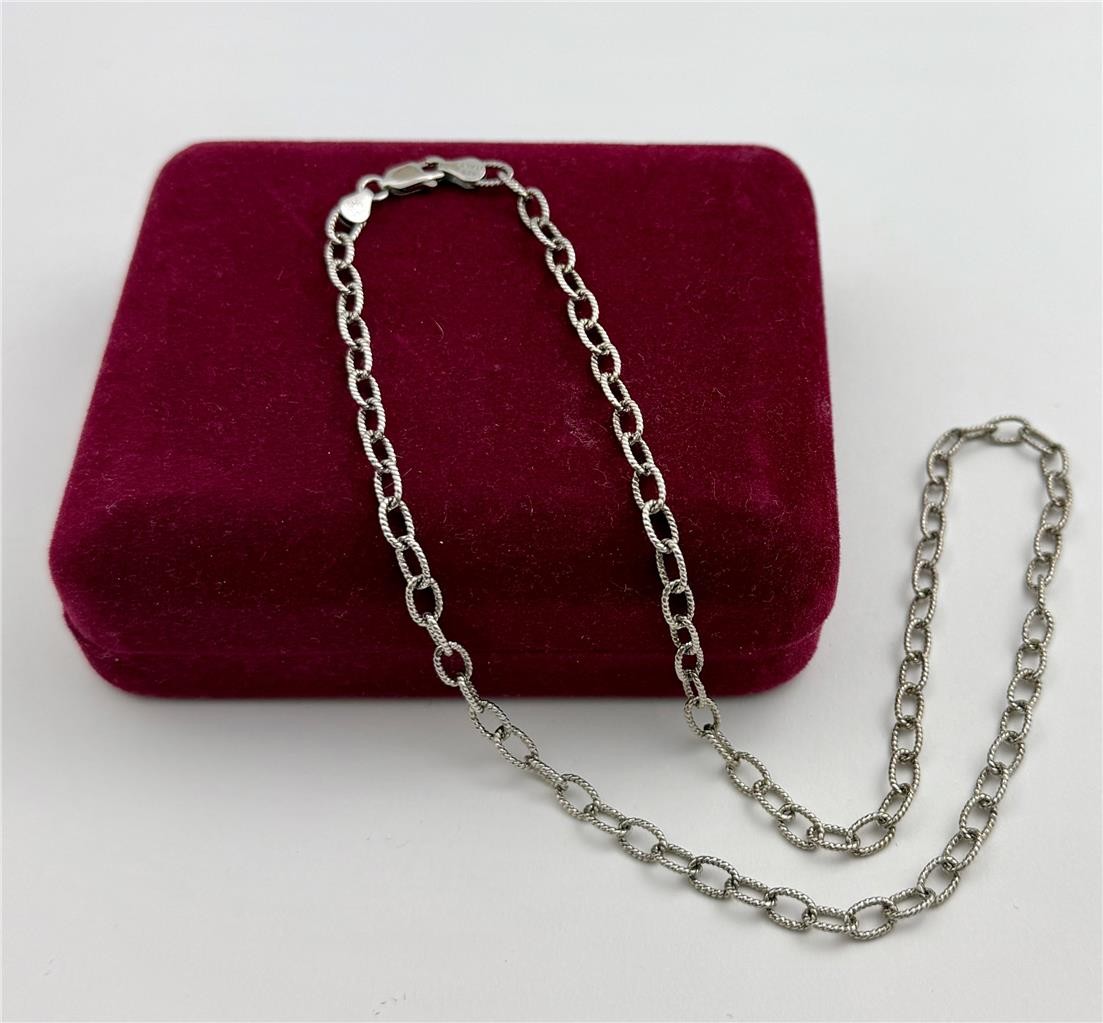 CNA 925 Sterling Silver Italy 4.5 MM Wide Textured Cable Chain Necklace 18″ Long