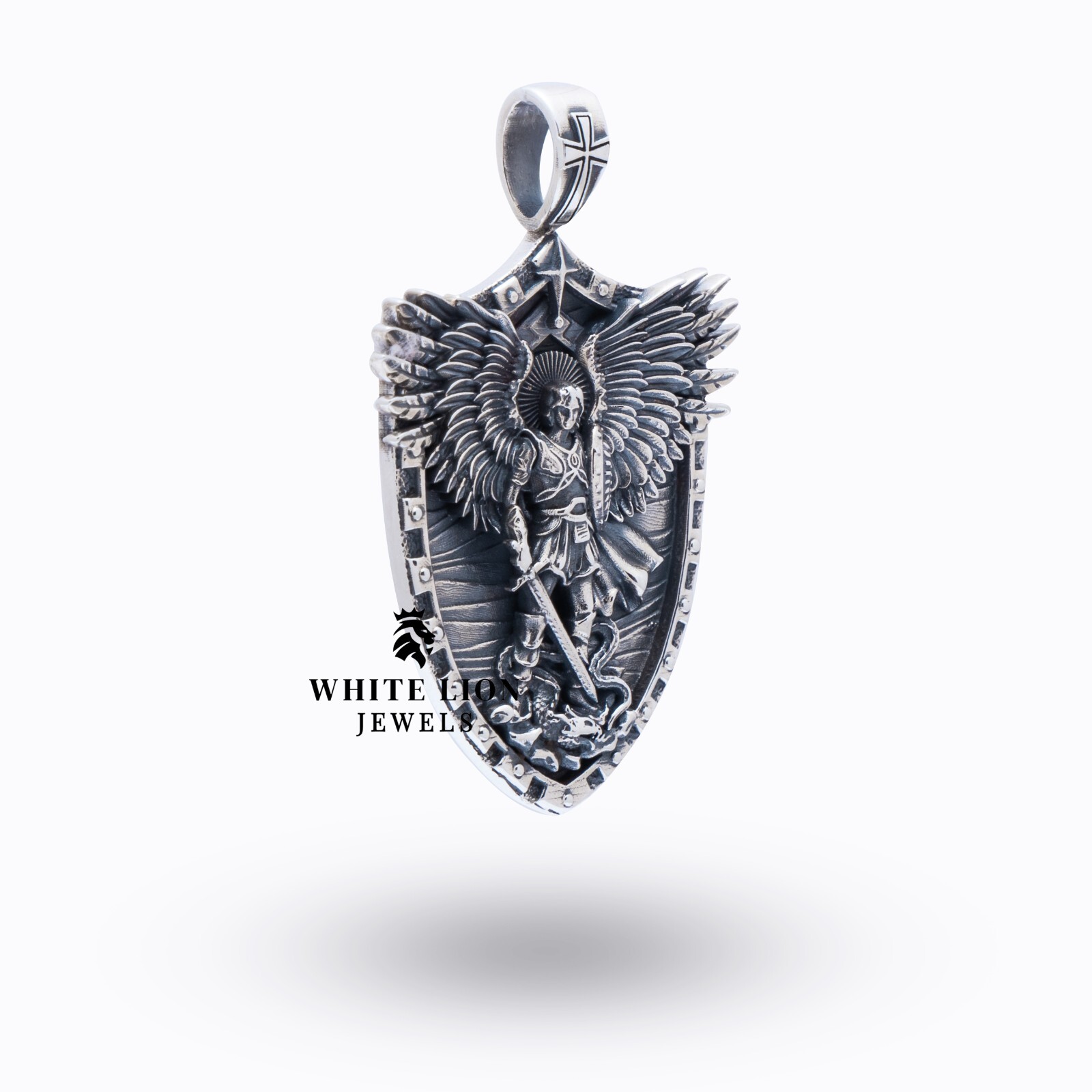 St Michael Archangel God Army Commander Orthodox Shield Pendant 925 Silver Gift