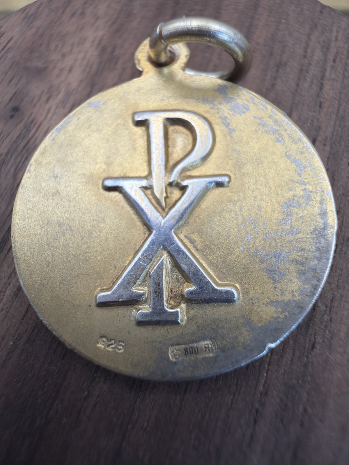 1089. Italian 925 Silver Jubilee 2000 Chi Rho Religious Metal Pendant