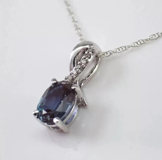 1.50Ct Oval Simulated Sapphire Solitaire Pendant 14K White Gold Plated