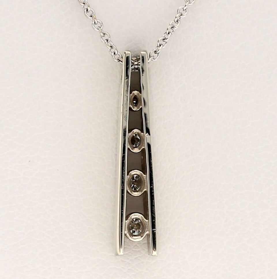 Diamond Journey Pendant Necklace .30CT 14K White Gold 16” Chain