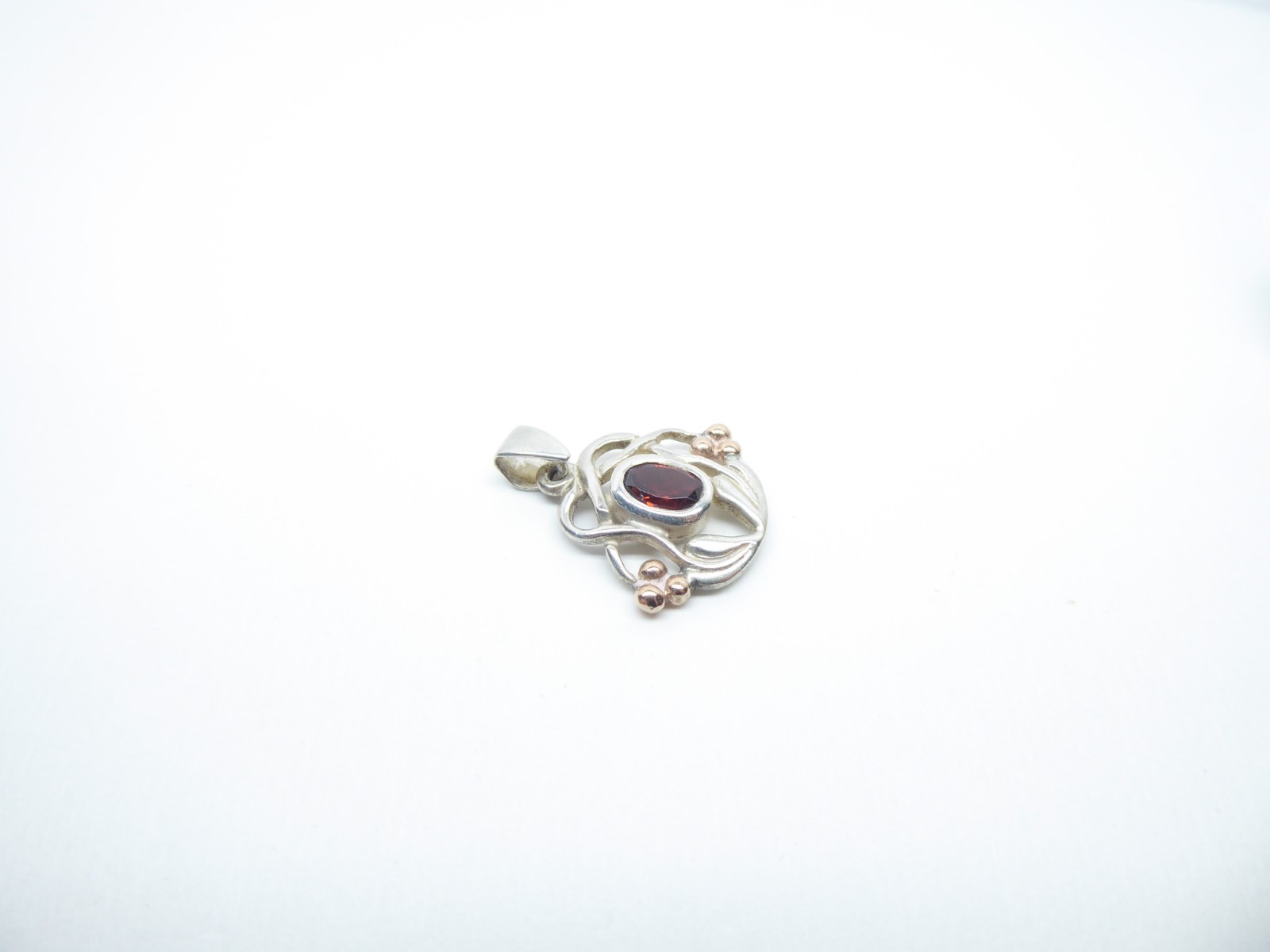 Cymru Gold Sterling Silver & 9ct Rose Gold Garnet Tree of Life Pendant