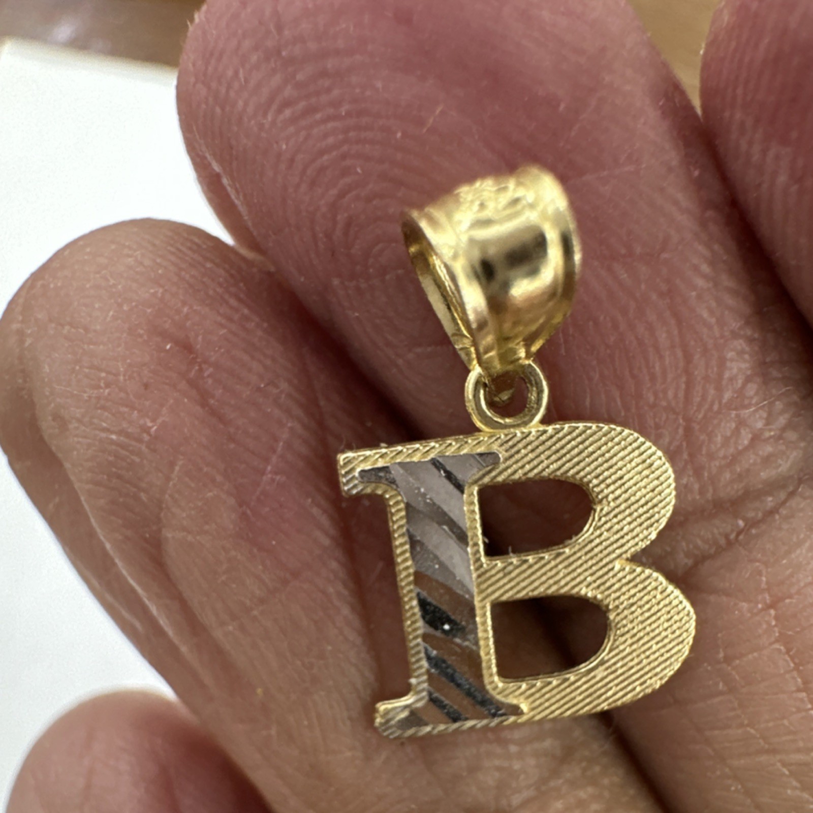 Yellow Gold 14k Letter B Pendant Alphabet Theme No Stone Italy Fine Jewelry