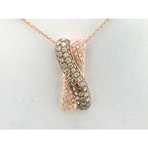 LeVian 14K Rose Gold H-I SI2 Chocolate Diamond 1.22 cts 18″ Pendant Necklace