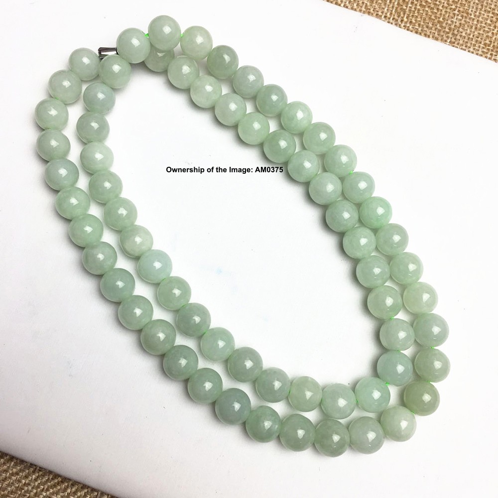 Natural Grade A Jade Jadeite Necklace Women 7mm Green Beaded Chain 20.4inchL