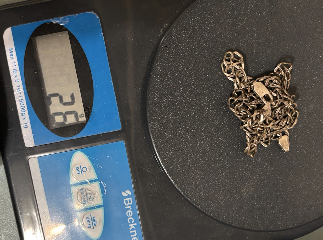 VINTAGE 925 Sterling Silver Chain Necklace (uncleaned) 26 grams (unknown maker)