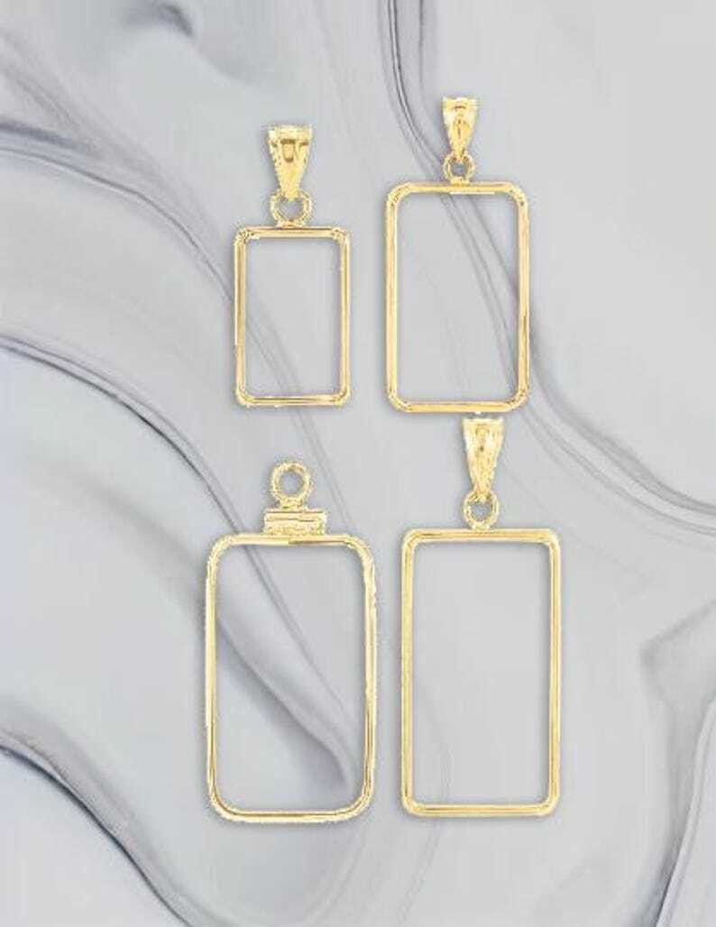 Gold Bar Pendant Frame Bezel for Swiss Credit Pamp Suisse 1-20 grams, 1/2 – 1 Ou