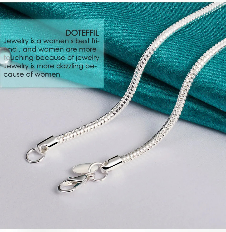 925 Sterling Silver 16/18/20/24/22/24/26/30 Inch 3mm Snake Chain