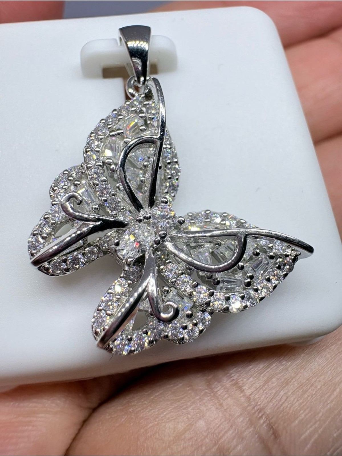 Sterling Silver 1.50CTW Moissanite Butterfly Pendant