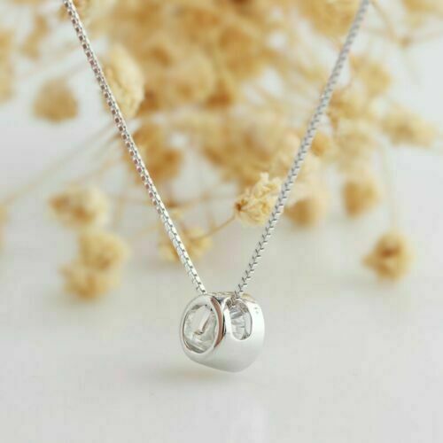 1Ct Round Cut Bezel Set Diamond Solitaire Pendant D VVS1 Solid 10k White Gold GP