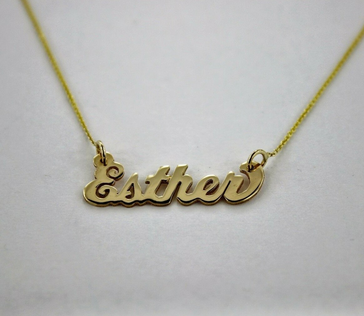 10K Solid Yellow Gold PERSONALIZED Custom Name Pendant Charm with/without chain