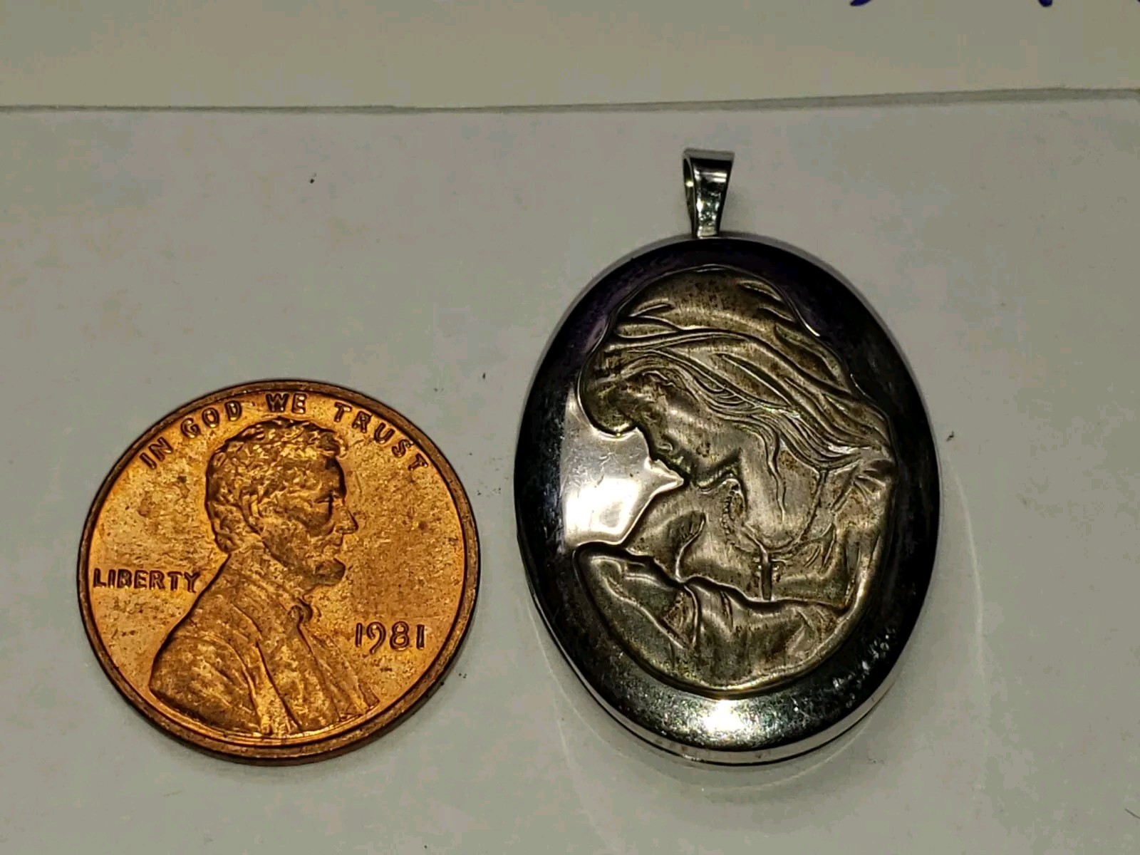 .925 Sterling Silver PPC Fingerprint Locket Mother & Child Vintage 1980’s .925