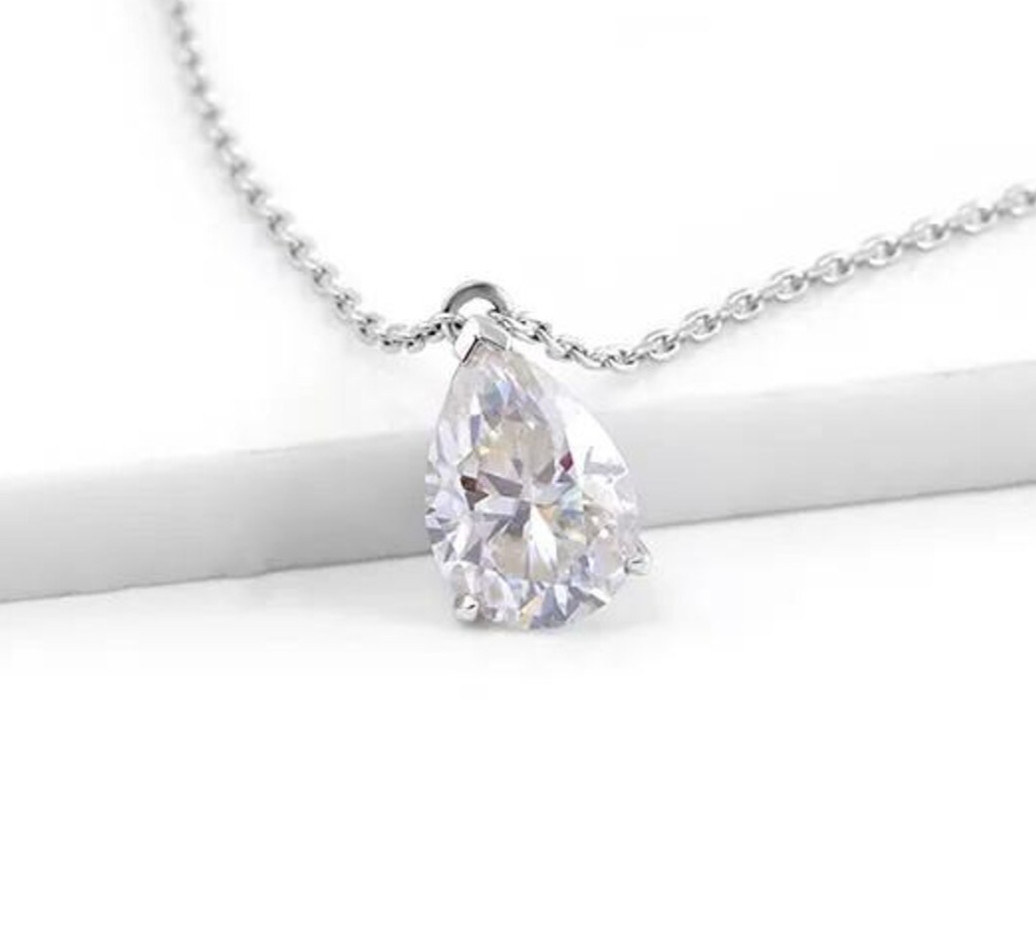 IGI Pear-Cut 4.00Ct EF/VS1 Lab Grown Diamond Necklace& Pendant 14k White Gold