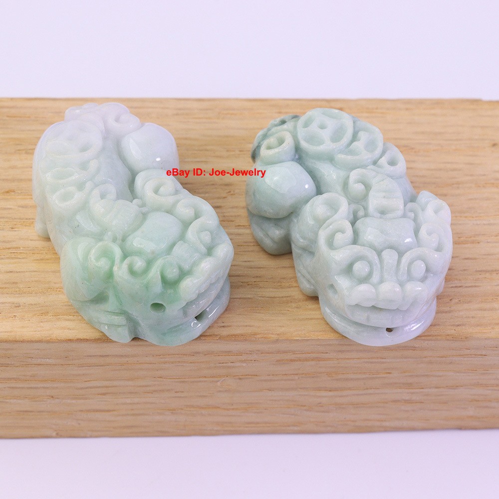 Natural Grade A Green Jadeite Pendant A Couple Of Pixiu (Male and Female) #02