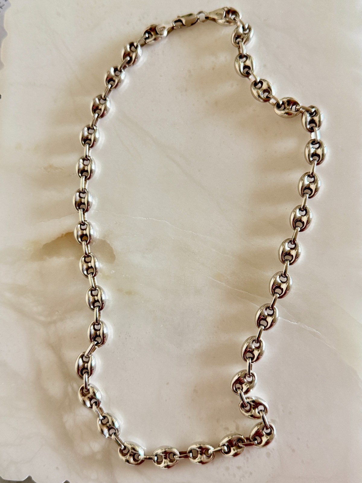 Sterling Silver 925 Puffy Mariner Link Chain Necklace – Lobster Clasp 24.8g