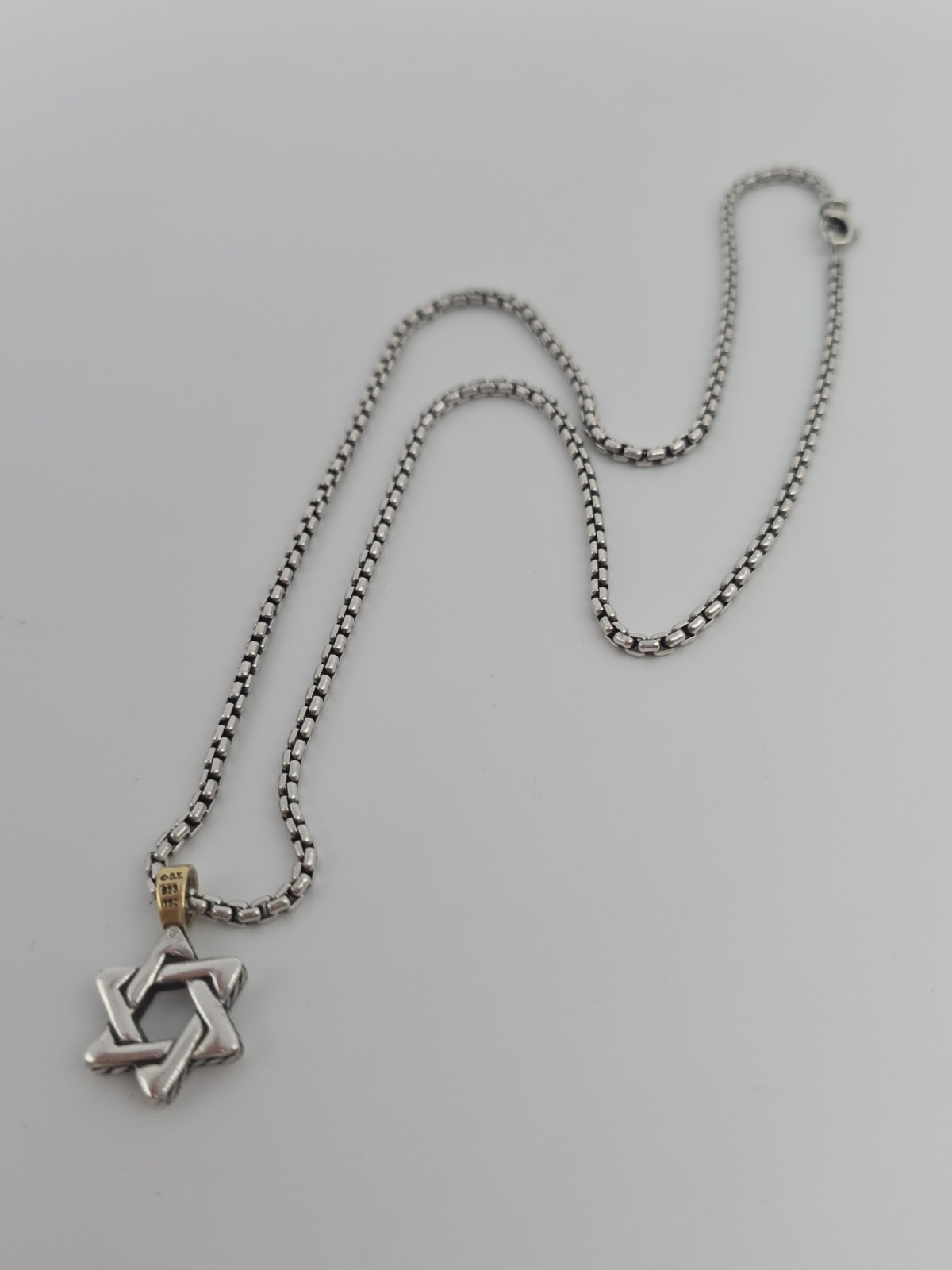 David Yurman Star of David Sterling Silver 925 And 18K Gold Pendant Necklace