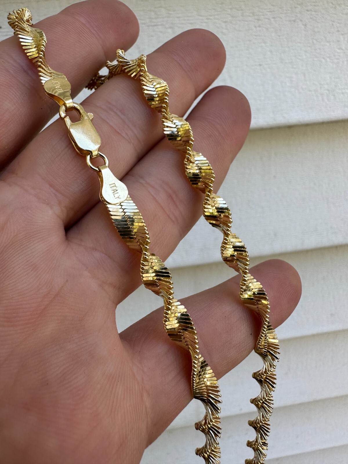Real 14k Yellow Gold Vermeil 925 Silver 6mm Loose Singapore Rope Chain Necklace