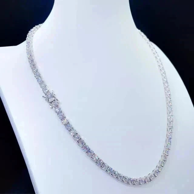 20 CT Round Cut Lab-Created Diamond Tennis Necklace 14k White Gold Plated