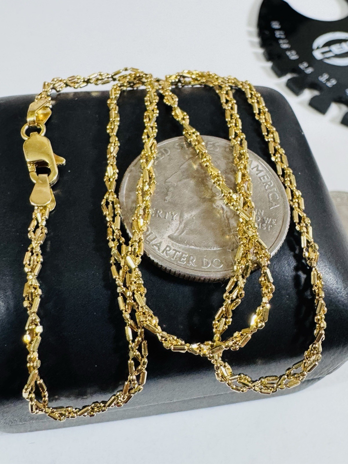 SOLID 18K 750 Gold Beads Chain Necklace 16”/16.5” Long 5.2g 2.5mm Choker WOMENS