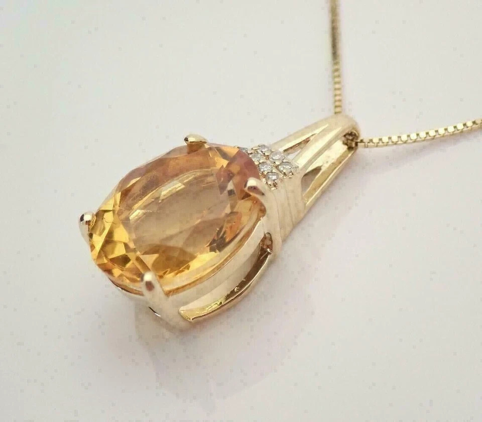 2.70Ct Oval Simulated Yellow Citrine Pendant 14K Yellow Gold Finish Free Chain