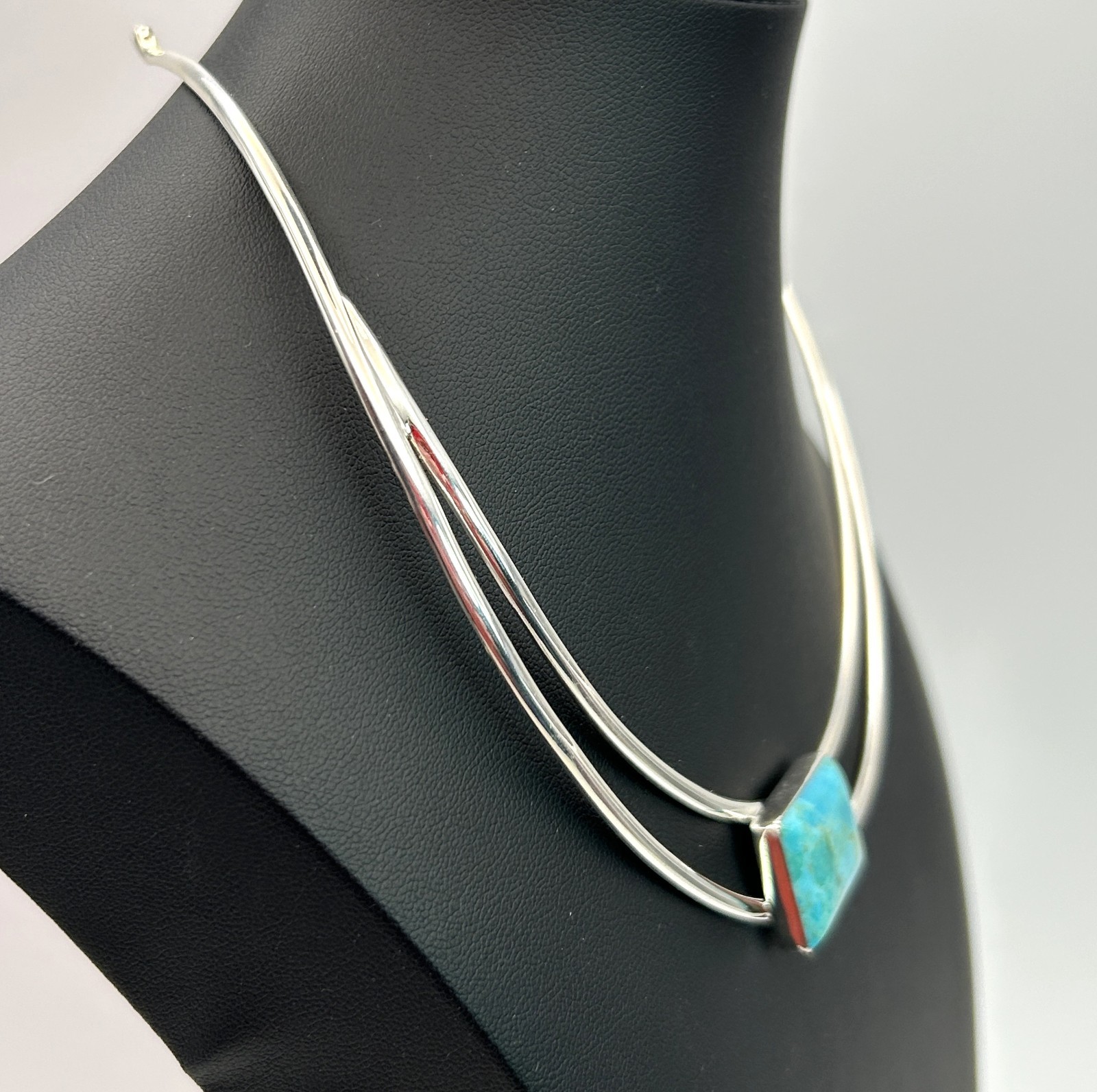 Jay King DTR 925 Sterling Turquoise Double Collar Necklace 36g Original Box