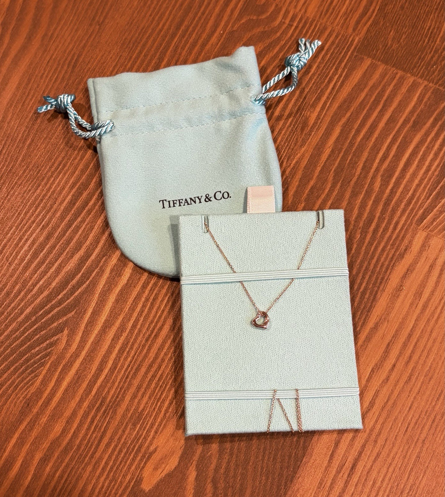 Tiffany & Co. Elsa Peretti 18K Gold Open Heart Pendant Necklace 7mm
