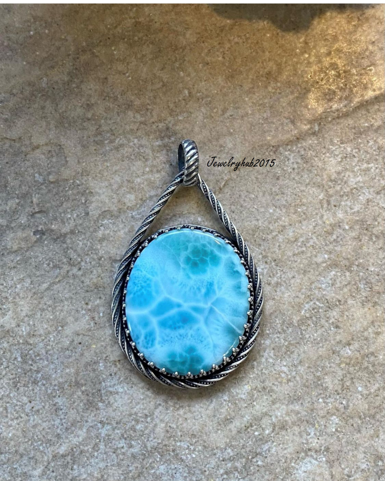 Beautiful Larimar 925 Sterling Silver Amazing Neck Jewelry Handmade Sr124