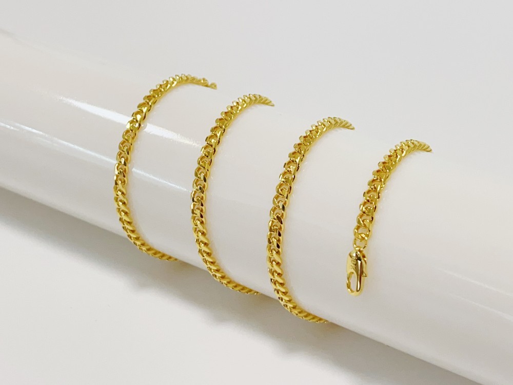 18K Yellow Gold 4mm Solid Curb Miami Cuban Chain Link Mens Womens Necklace 20″